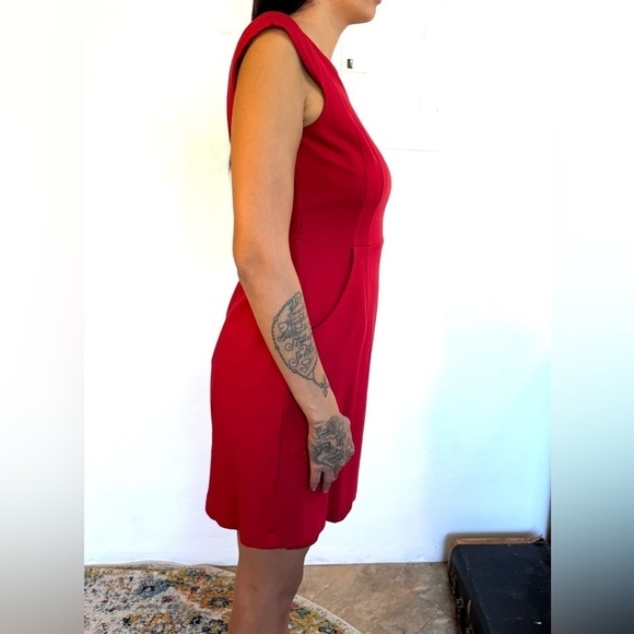 Size 4 Antonia Melani lined short sleeve cap sleeve zip up dress with pockets - Picture 4 of 16